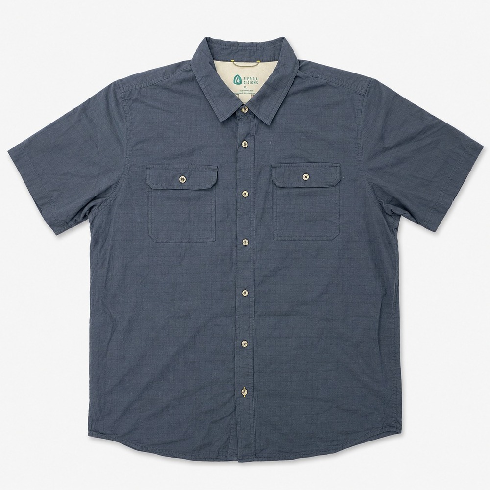 Sierra Designs Mens XL Blue Short Sleeve Button Up Outdoor Hiking Shirt